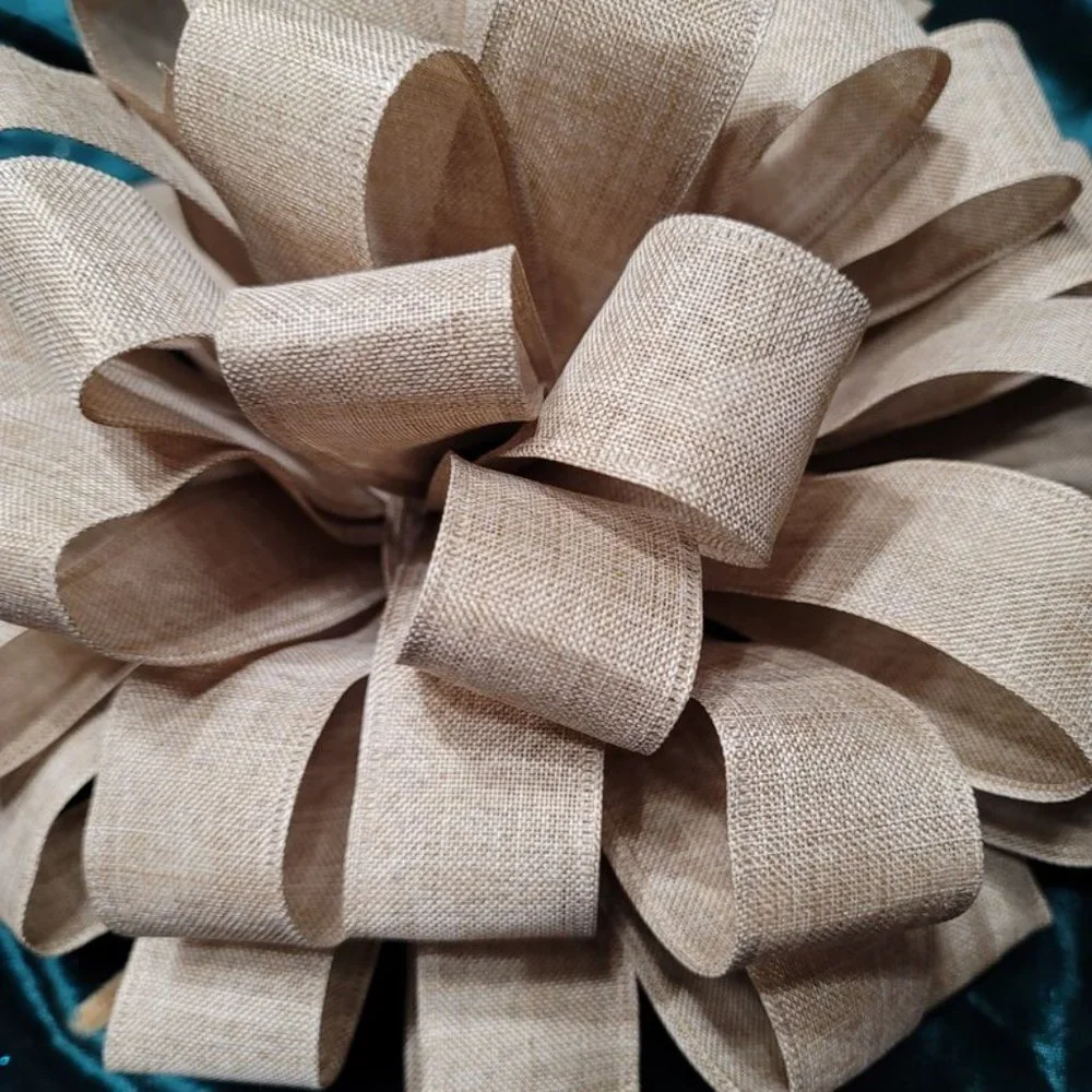 Christmas Tree Bow Topper, Beige / Tan Tree Topper Bow, Tree Topper 44 Loop‎